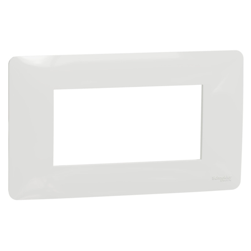 Rama Schneider Electric Noua Unica NU210418, 4 module, alb, pentru priza / intrerupator