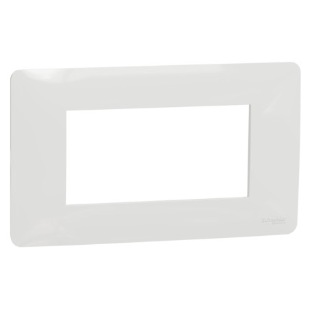 Rama Schneider Electric Noua Unica NU210418, 4 module, alb, pentru priza / intrerupator