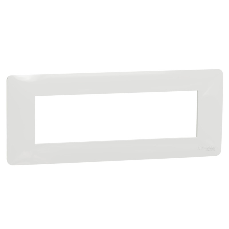 Rama Schneider Electric Noua Unica NU210718, 7 module, alb, pentru priza / intrerupator