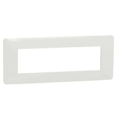Rama Schneider Electric Noua Unica NU210718, 7 module, alb, pentru priza / intrerupator