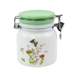 Recipient pentru ingrediente, R0J075-1CCG, sticla opal, alb + verde + model multicolor, 11.9 x 13.3 cm, 750 ml