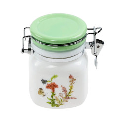 Recipient pentru ingrediente, S0J050-1CCG, sticla opal, alb + verde + model multicolor, 10.8  x 11.8 cm, 500 ml
