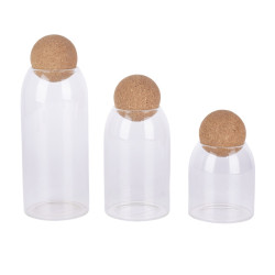 Recipient pentru ingrediente, S3-3T0J, sticla, transparent, 500 + 800 + 1000 ml, set 3 piese