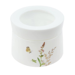 Recipient pentru ingrediente T2J035-1PW, sticla opal, alb + model multicolor, 10.3 x 8 cm, 350 ml