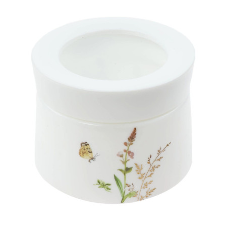 Recipient pentru ingrediente T2J035-1PW, sticla opal, alb + model multicolor, 10.3 x 8 cm, 350 ml