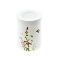 Recipient pentru ingrediente T2J075-1PW, sticla opal, alb + model multicolor, 10.3 x 14.3 cm, 750 ml