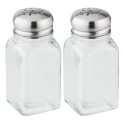 Recipiente pentru condimente, Fackelmann 46874, inox + sticla, transparent, 9.5 cm, set 2 piese