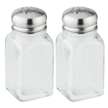 Recipiente pentru condimente, Fackelmann 46874, inox + sticla, transparent, 9.5 cm, set 2 piese