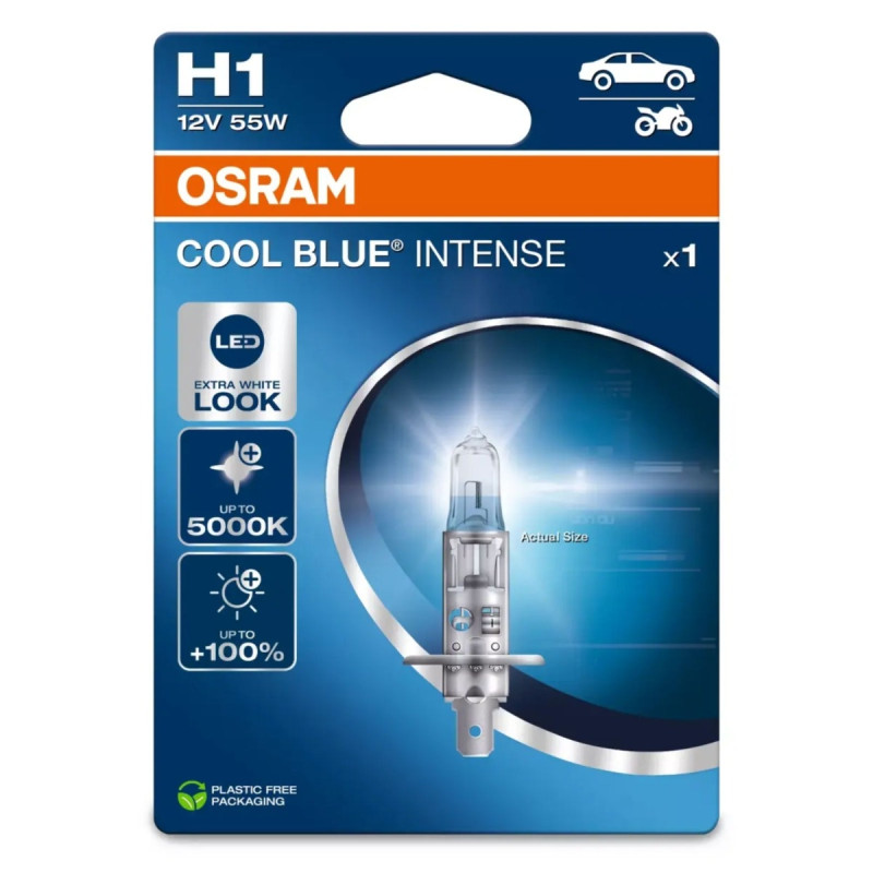 Bec auto pentru far, Osram H1 Cool Blue Intense, 55 W, 12 V