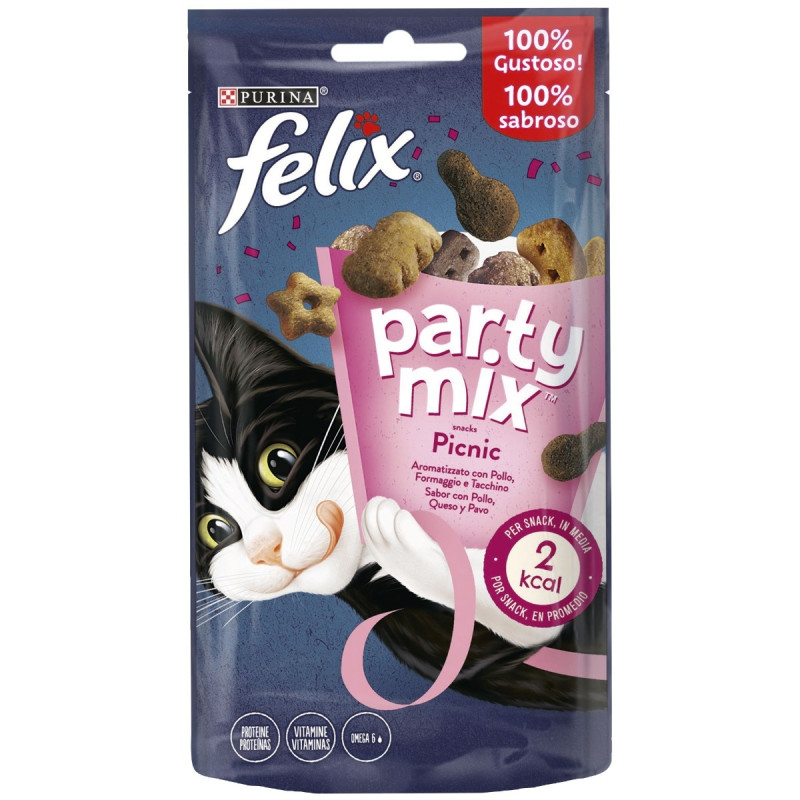 Recompensa pisici / hrana complementara Felix Party Mix Picnic, carne de pui, curcan si branza, 60 g Recompensa pisici / hrana complementara Felix Party Mix Picnic, carne de pui, curcan si branza, 60 g