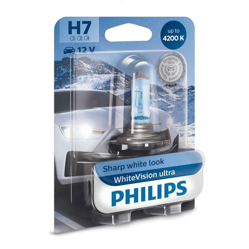 Bec auto pentru far, Philips WhiteVision Ultra H7, 55 W, 12 V