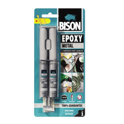 Adeziv bicomponent universal, Bison Epoxy, aspect metalic, 24 ml