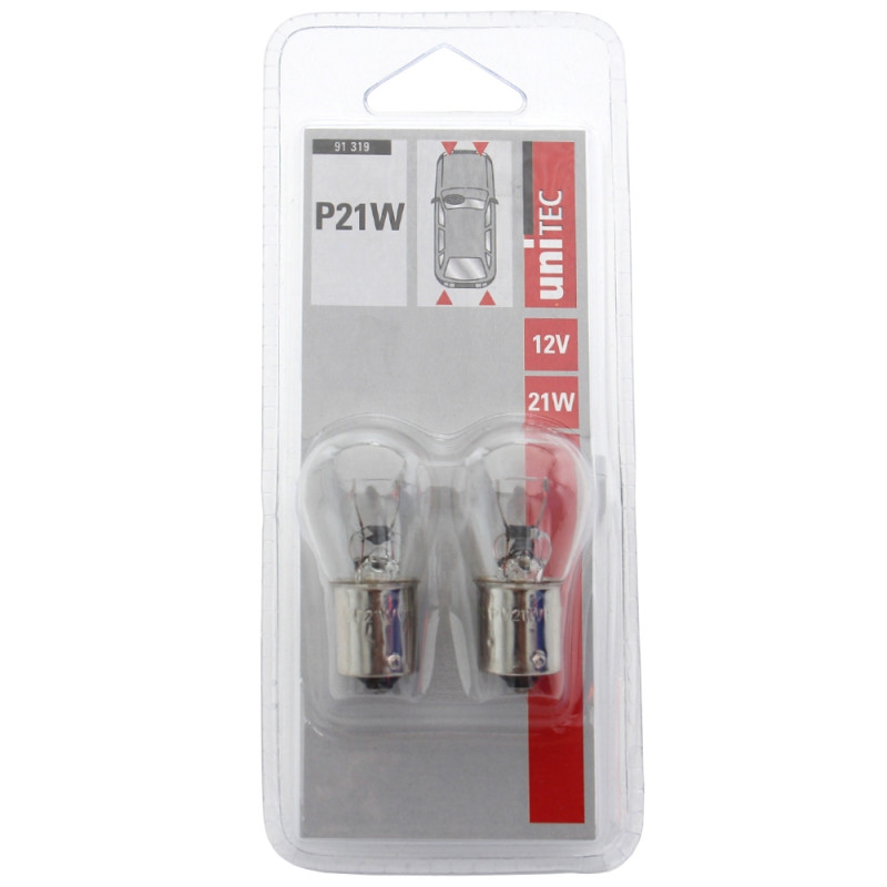 Bec auto pentru frana/semnalizare Unitec P21W, 21 W, 12 V, set 2 bucati