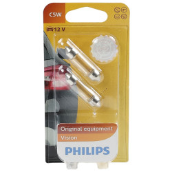 Bec auto pentru iluminat interior, Philips Vision C5W, 5 W, 12 V, set 2 bucati