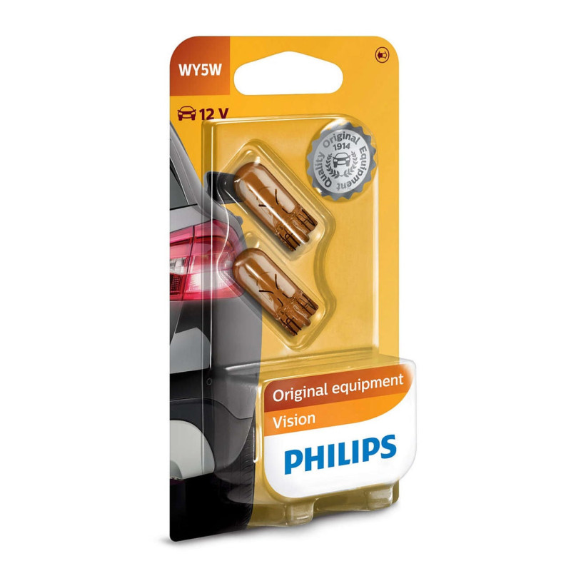 Bec auto pentru semnalizare, Philips Vision WY5W, 5 W, 12 V, set 2 bucati