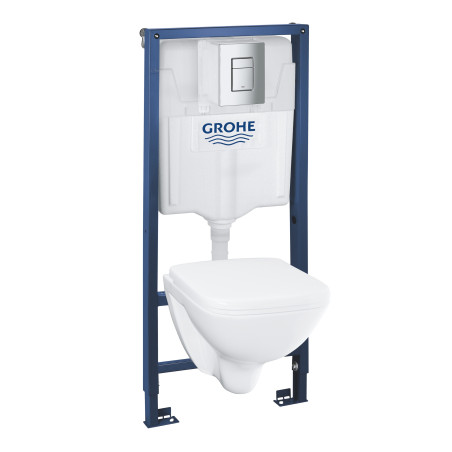 Rezervor WC incastrat + vas WC + capac, set Grohe Solido 4 in 1 Square 39467000, 6-9 L, clapeta actionare inclusa
