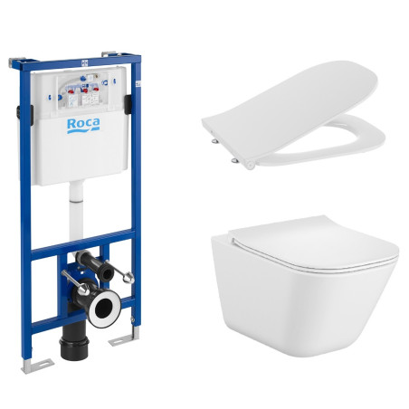 Rezervor WC incastrat + vas WC + capac, set Roca Gap A893104860, 2-6 L