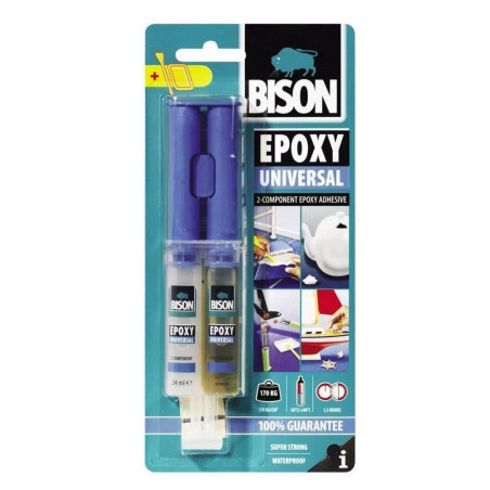 Adeziv bicomponent universal, Bison Epoxy Universal, transparent, 24 ml