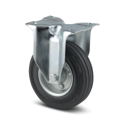 Roata fixa, din otel + cauciuc, fara frana, cu placa, 125 mm, 100 kg
