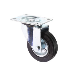 Roata pivotanta, din cauciuc, fara frana, cu placa, 100 mm, 70 kg