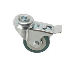 Roata pivotanta, din cauciuc siliconic, cu frana, cu alezaj, 50 mm, 40 kg
