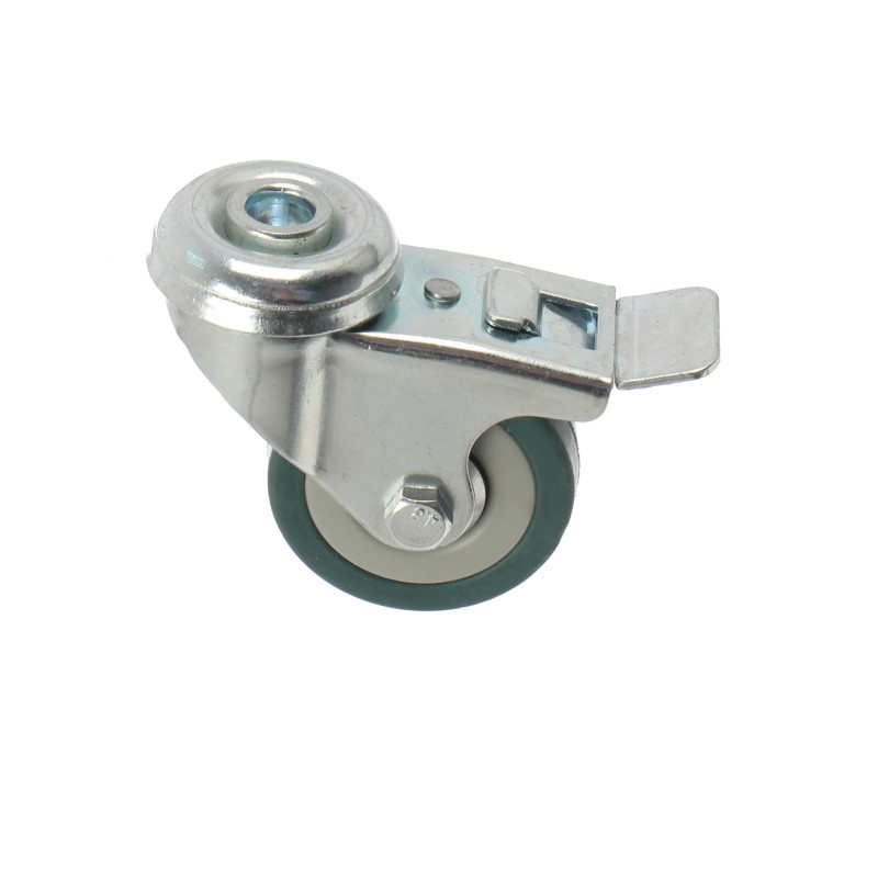 Roata pivotanta, din cauciuc siliconic, cu frana, cu alezaj, 50 mm, 40 kg Roata pivotanta, din cauciuc siliconic, cu frana, cu alezaj, 50 mm, 40 kg
