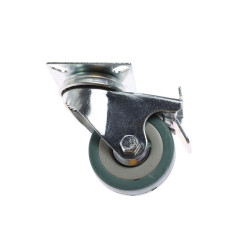Roata pivotanta, din cauciuc siliconic, cu frana, cu placa, 50 mm, 40 kg