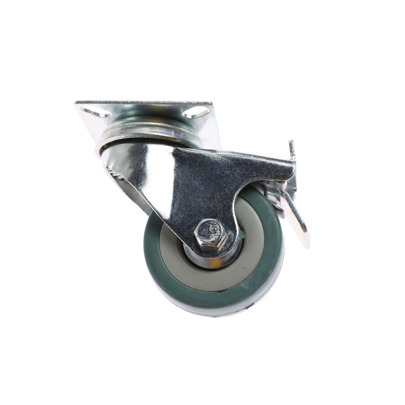 Roata pivotanta, din cauciuc siliconic, cu frana, cu placa, 50 mm, 40 kg Roata pivotanta, din cauciuc siliconic, cu frana, cu placa, 50 mm, 40 kg