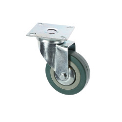 Roata pivotanta, din cauciuc siliconic, fara frana, cu placa, 75 mm, 60 kg
