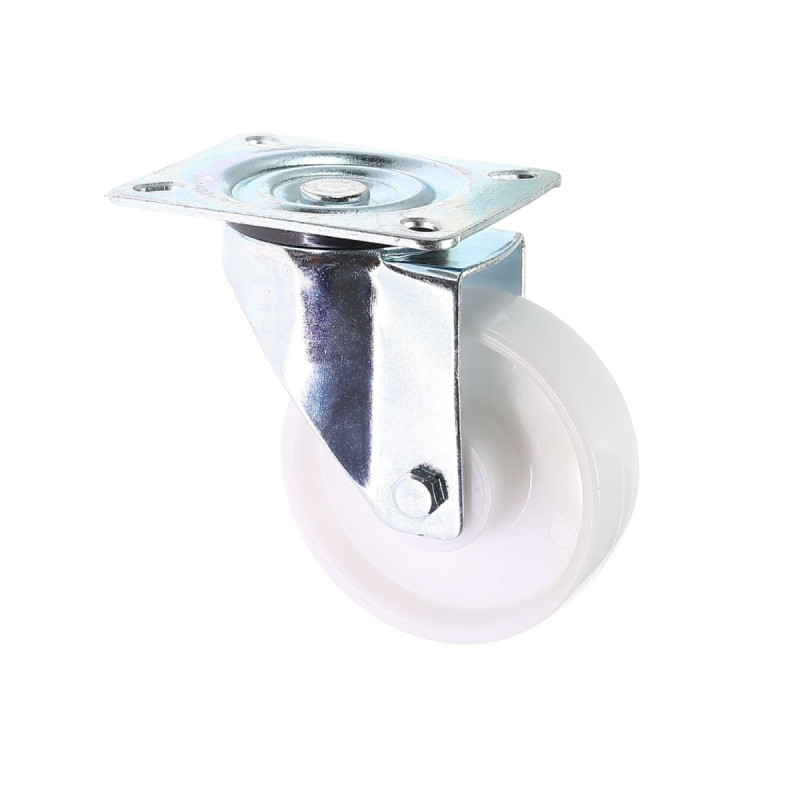 Roata pivotanta, din poliamida, fara frana, cu placa, 100 mm, 120 kg Roata pivotanta, din poliamida, fara frana, cu placa, 100 mm, 120 kg