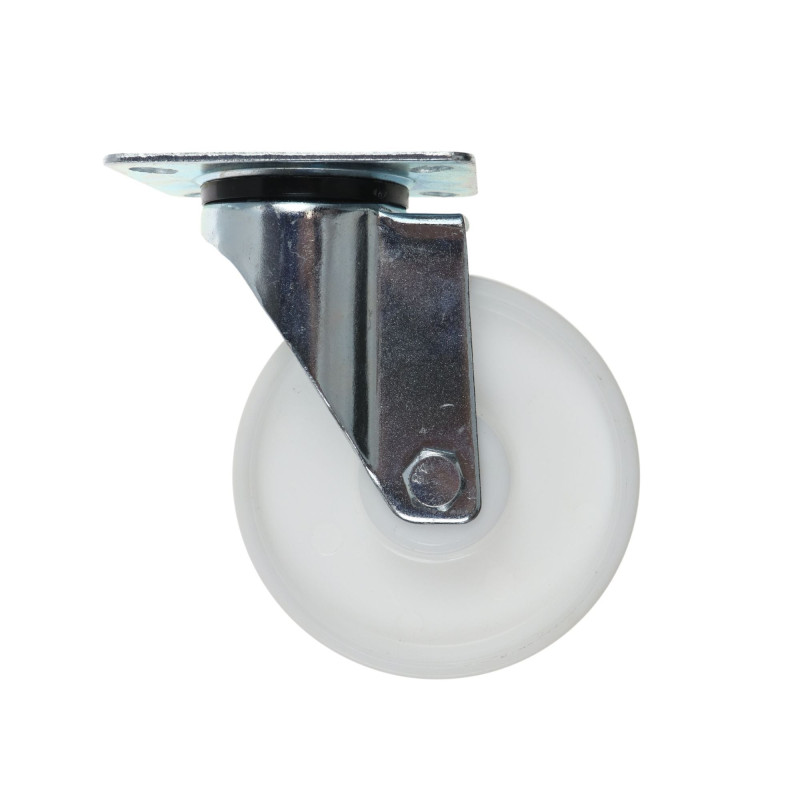 Roata pivotanta, din poliamida, fara frana, cu placa, 125 mm, 130 kg Roata pivotanta, din poliamida, fara frana, cu placa, 125 mm, 130 kg