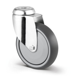 Roata pivotanta pentru carucior, din polipropilena/cauciuc gri, fara frana, Tente 2470PJP125P30, 125 mm, 125 kg