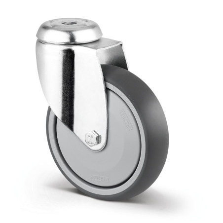 Roata pivotanta pentru carucior, din polipropilena/cauciuc gri, fara frana, Tente 2470PJP125P30, 125 mm, 125 kg