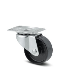 Roata pivotanta pentru carucior / mobila, din polipropilena, fara frana, cu placa, 25 mm, 10 kg