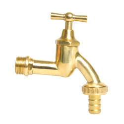 Robinet de gradina, dublu, pentru cismea, din alama, 3/4 inch x 19 mm
