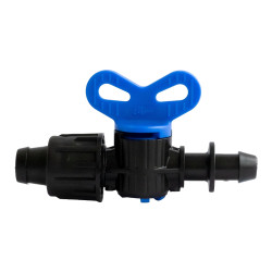 Robinet de gradina, pentru banda irigatii prin picurare, negru, polipropilena, D 17 mm, set 2 buc
