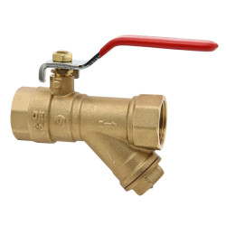 Robinet de trecere cu bila Valvex Opti, cu filtru y, fonta, filet interior-interior, 1/2, cu maneta otel