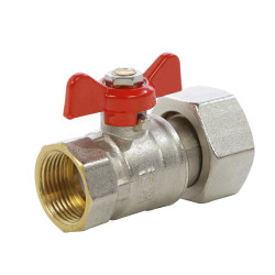 Robinet de trecere cu bila Valvex Spin, alama nichelata, cu racord semiolandez, filet interior-interior 1/2"-3/4", PN25, maner f