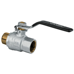 Robinet de trecere cu bila Valvex Tryton, alama nichelata, filet interior-exterior, DN 20, PN 40, cu maneta otel