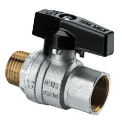 Robinet de trecere cu bila Valvex Tryton, alama nichelata, filet interior-exterior, DN 20, PN 40, maner fluture