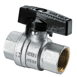 Robinet de trecere cu bila Valvex Tryton, alama nichelata, filet interior-interior, DN 25, PN 40, maner fluture