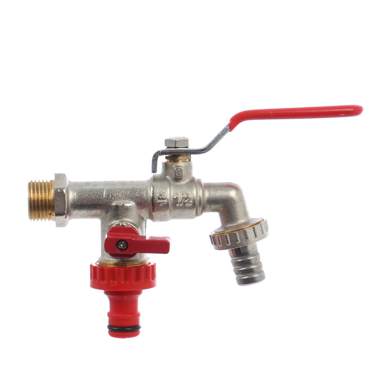 Robinet dublu serviciu cu 2 iesiri, pentru alimentare cu apa rece sau calda, 1/2" Robinet dublu serviciu cu 2 iesiri, pentru alimentare cu apa rece sau calda, 1/2"