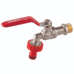 Robinet scurgere Ferro F-Comfort, racord rapid, alama, filet exterior, 3/4", PN10