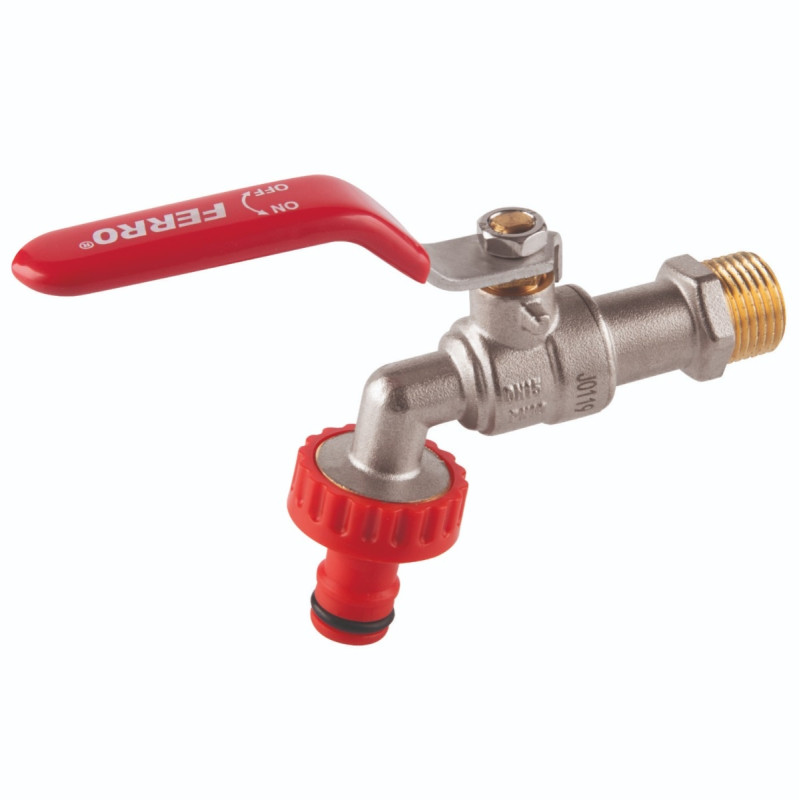 Robinet scurgere Ferro F-Comfort, racord rapid, alama, filet exterior, 3/4", PN10
