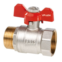 Robinet sferic cu bila Valvex Oro, alama nichelata, filet interior - exterior, DN 25, PN 16, maner fluture