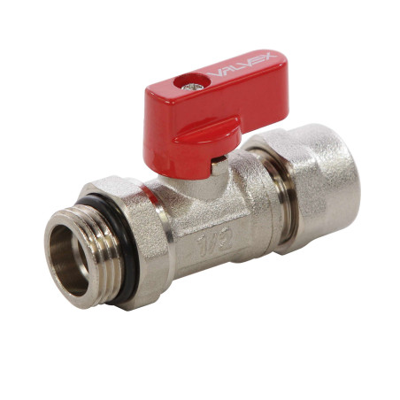 Robinete cu bila Valvex Mini Plus, alama nichelata, cu O-ring si conector Eurocone 16 x 2 - G1 / 2, pentru apa calda, cu piulita