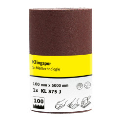 Rola panza abraziva pentru lemn, metale, Klingspor KL 375 J, granulatie 100, rola 5 m x 100 mm