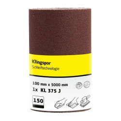 Rola panza abraziva pentru lemn, metale, Klingspor KL 375 J, granulatie 150, rola 5 m x 100 mm
