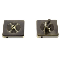 Rozeta patrata pentru usa lemn, ESC08 WC RS55 AB, zamac, antic bronz, 55 mm, 2 buc / set