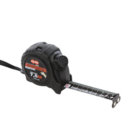 Ruleta cu banda metalica, cu magnet, cu blocare, cu agatatoare, Holzer Profi X76G-7525, 7.5 m
